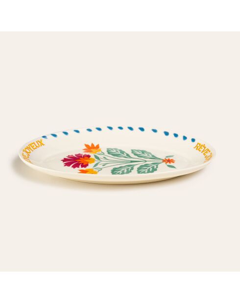 Plat de service ovale Rêve Joyeux multicolore - 31 x 18 cm
