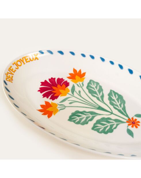 Plat de service ovale Rêve Joyeux multicolore - 31 x 18 cm