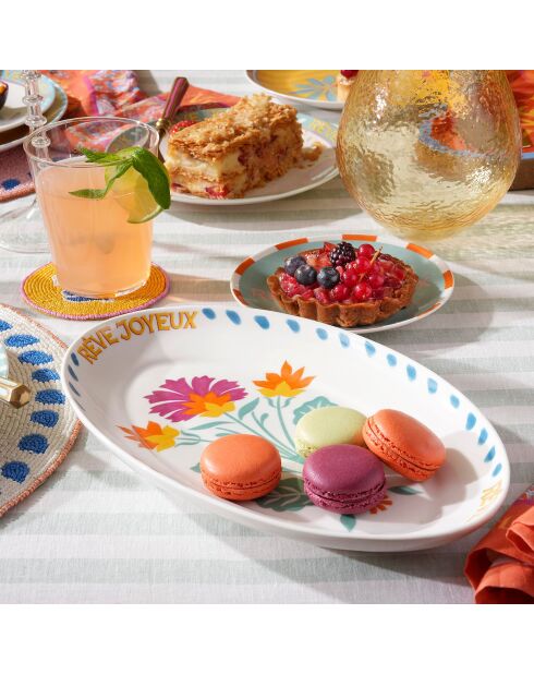 Plat de service ovale Rêve Joyeux multicolore - 31 x 18 cm