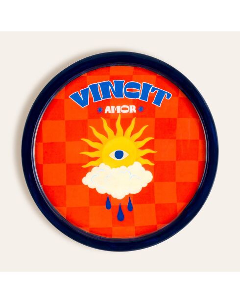Vingit rode serveerschaal - 18 x 18 x 1,5 cm