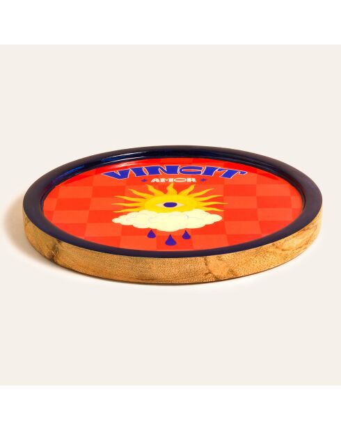 Vingit rode serveerschaal - 18 x 18 x 1,5 cm