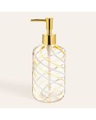 Dispenser di sapone trasparente e giallo - 8 x 8 x 20,5 cm