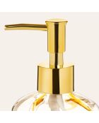 Dispenser di sapone trasparente e giallo - 8 x 8 x 20,5 cm