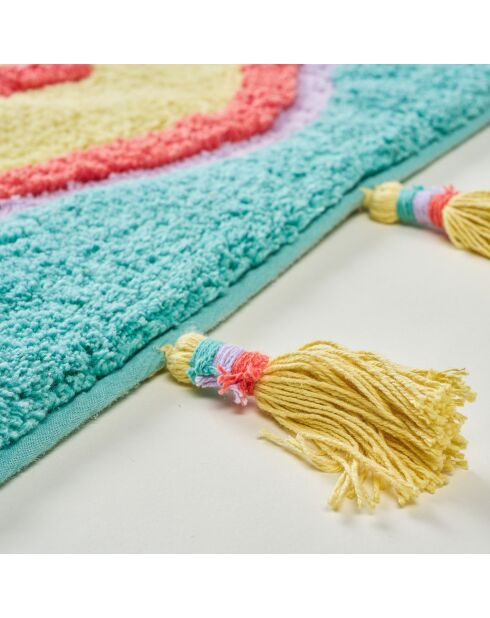 Tapis de bain en coton Bonjour jaune - 60 x 90 cm