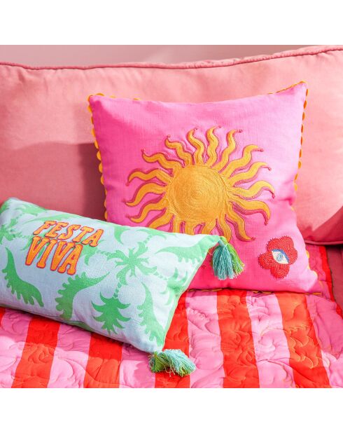 Hansi Fiesta Viva Kissen in Rot und Rosa, 50 x 50 cm