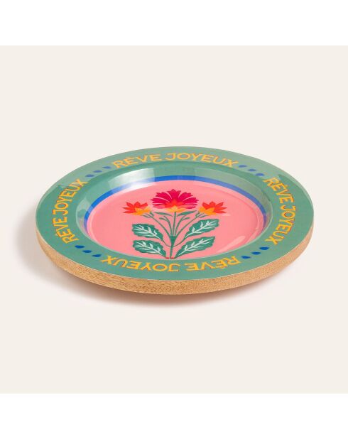 Plateau pour aliments rose - 21 x 21 x 2.5 cm