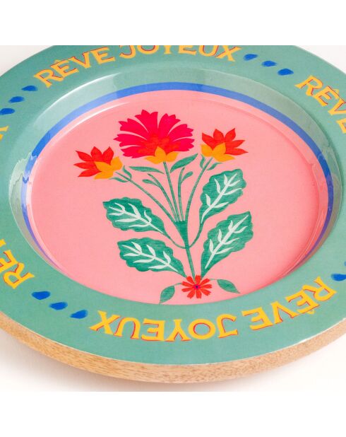 Plateau pour aliments rose - 21 x 21 x 2.5 cm