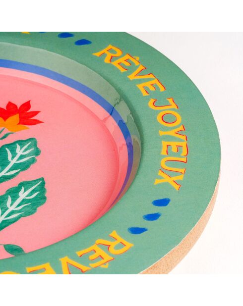 Plateau pour aliments rose - 21 x 21 x 2.5 cm