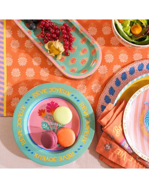 Plateau pour aliments rose - 21 x 21 x 2.5 cm