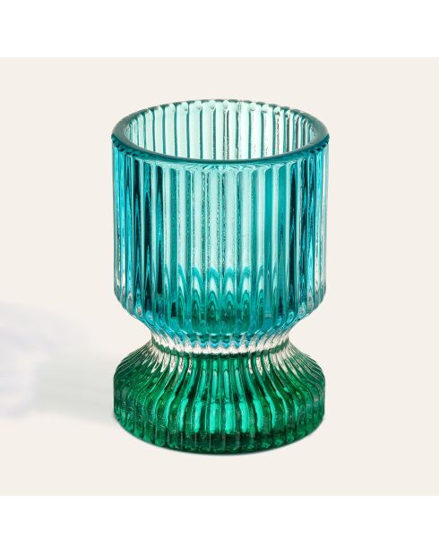Mehrfarbiger Glaskerzenhalter - 6 x 8,5 x 6 cm