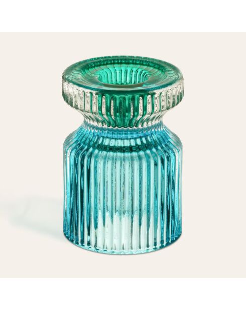 Mehrfarbiger Glaskerzenhalter - 6 x 8,5 x 6 cm