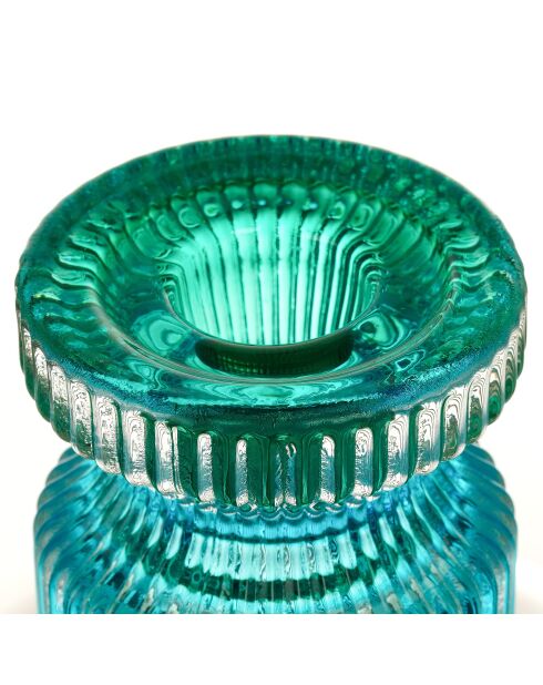 Mehrfarbiger Glaskerzenhalter - 6 x 8,5 x 6 cm