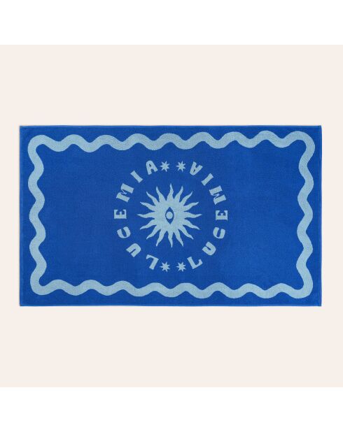 Serviette de plage en coton Tabea bleue - 90 x 150 cm