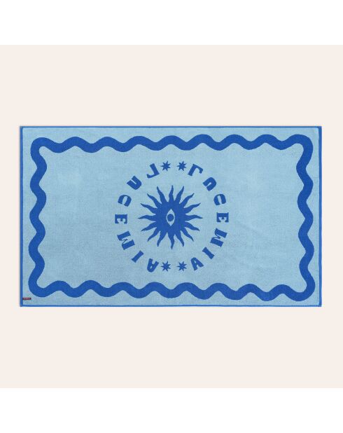 Serviette de plage en coton Tabea bleue - 90 x 150 cm