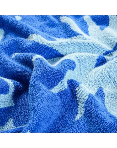 Serviette de plage en coton Tabea bleue - 90 x 150 cm