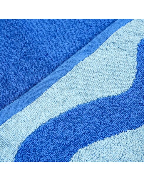 Serviette de plage en coton Tabea bleue - 90 x 150 cm