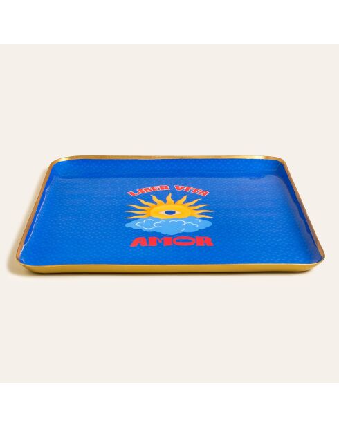 Blaues Tablett Liber Vita - 25 x 25 cm