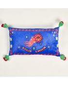 Besticktes Kissen mit Quasten Ghuni dunkelblau - 30 x 55 cm
