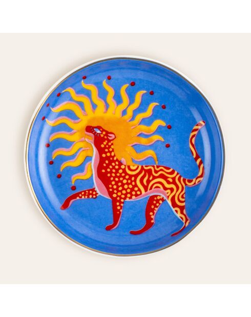 Assiette Tigre Soleil bleue - 10 x 10 cm