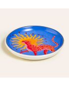 Assiette Tigre Soleil bleue - 10 x 10 cm