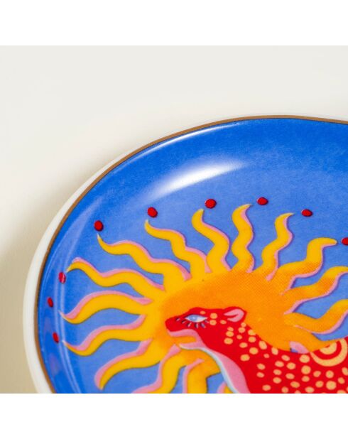 Assiette Tigre Soleil bleue - 10 x 10 cm