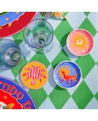 Assiette Tigre Soleil bleue - 10 x 10 cm
