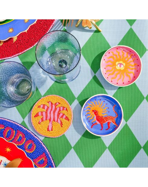 Assiette Tigre Soleil bleue - 10 x 10 cm