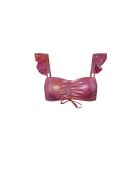 Haut de maillot bandeau froncé dégradé rouge / rose