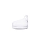 Top de bikini blanco asimétrico