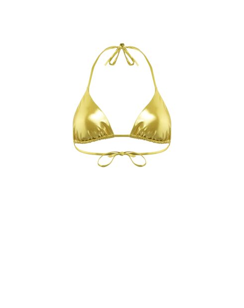 Accattivante top bikini a triangolo giallo Shine