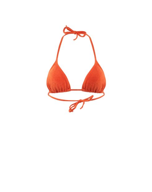 Innemende driehoekige oranje bikinitop