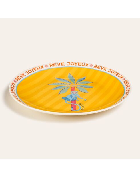 Plat de service à gâteau Singe Roulade multicolore - 21 x 21 cm
