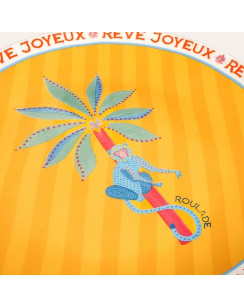 Plat de service à gâteau Singe Roulade multicolore - 21 x 21 cm