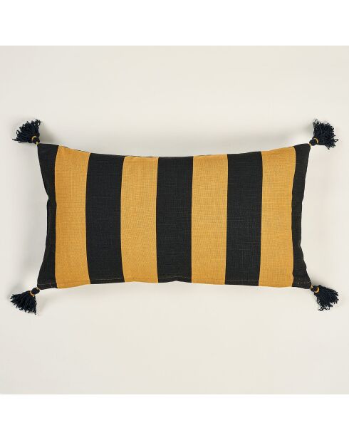 Decoratief kussen van zwart katoen -30 x 55 cm