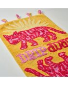 Tapis de bain en coton Drip Drop jaune - 60 x 120 cm