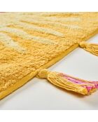 Tapis de bain en coton Drip Drop jaune - 60 x 120 cm