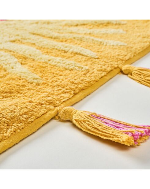 Tapis de bain en coton Drip Drop jaune - 60 x 120 cm
