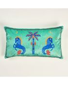 Decoratief kussen Paard veelkleurig en groen - 30 x 55 cm