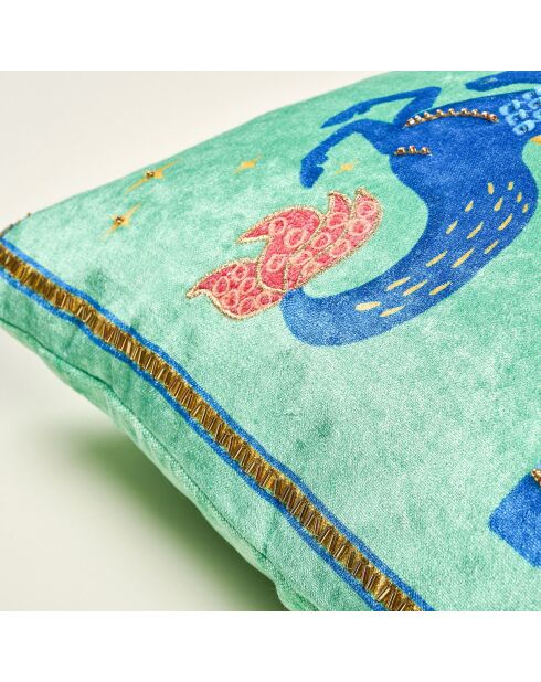 Decoratief kussen Paard veelkleurig en groen - 30 x 55 cm