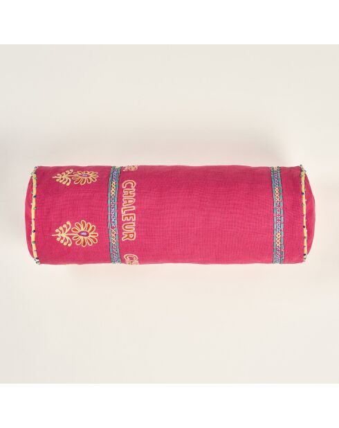 Decoratief kussen van fuchsia katoen - 17 x 47 cm