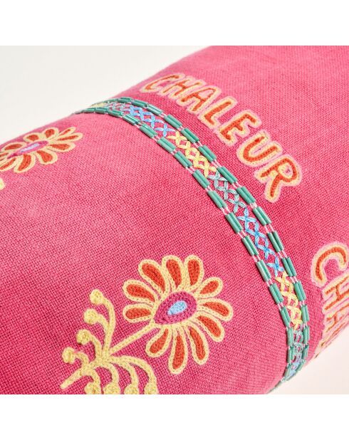 Decoratief kussen van fuchsia katoen - 17 x 47 cm