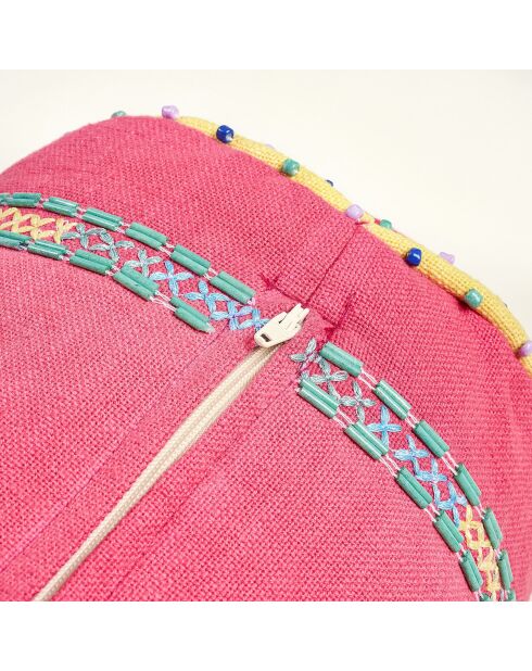 Decoratief kussen van fuchsia katoen - 17 x 47 cm
