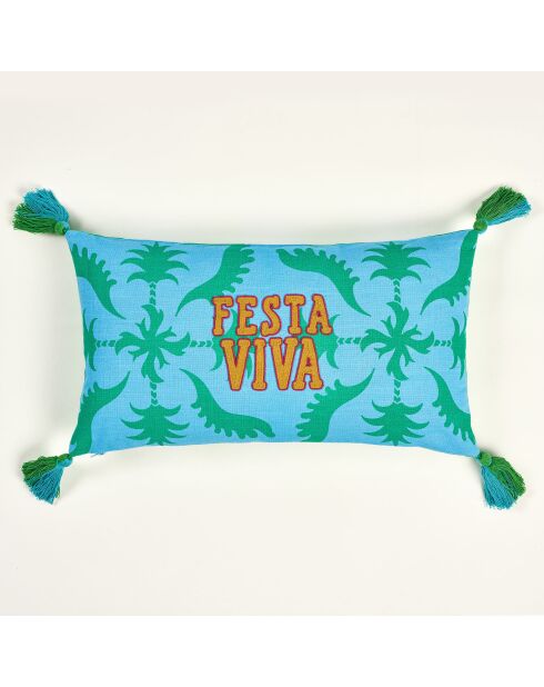 Fiesta Viva Kissen in Grün und Blau, 30 x 55 cm
