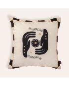 Coussin décoratif en coton Fantastico beige et noir - 50 x 50 cm
