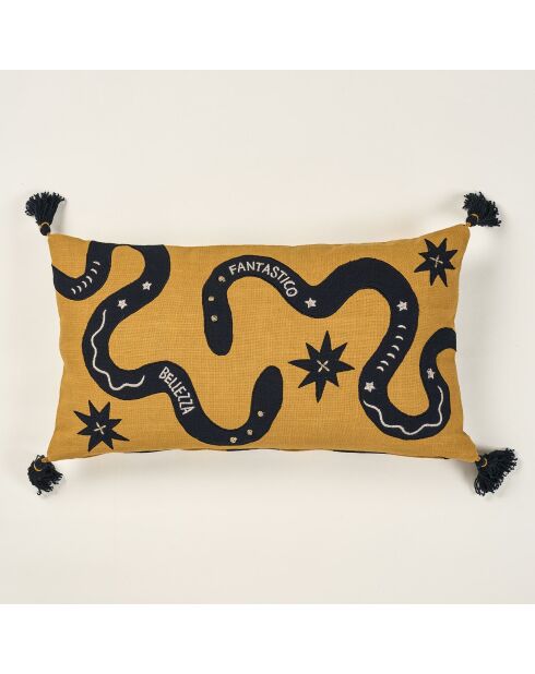 Coussin en coton Fantastico jaune - 30 x 55 cm