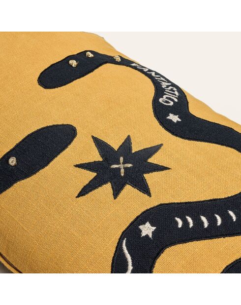 Coussin en coton Fantastico jaune - 30 x 55 cm
