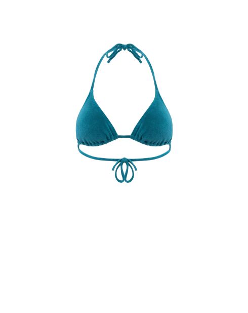 Accattivante bikini a triangolo blu anatra in spugna