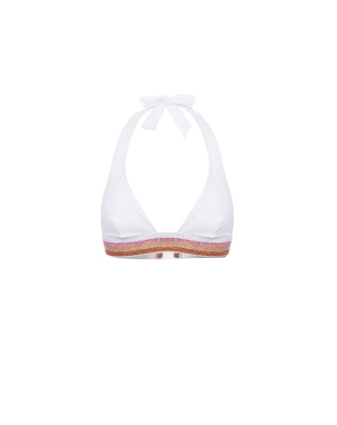 Top de bikini blanco dorado