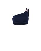 Top bikini asimmetrico con anelli sfumati blu scuro