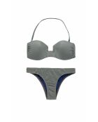 Costume da bagno a fascia in due pezzi kaki quadrado Promenade